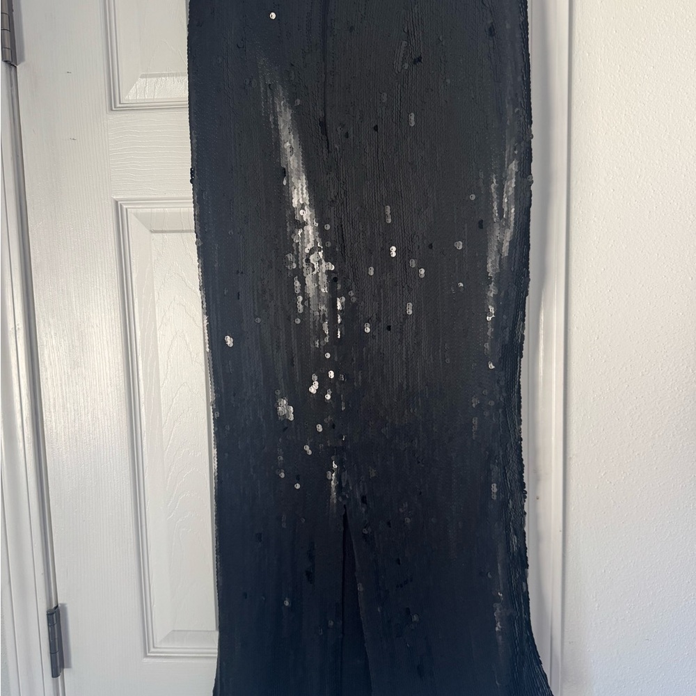 Chan Luu Black Sequin Pencil Skirt